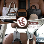 Headrest Hooks for Car, Car Seat Hooks for Headrest, Seat Back Storage Hook, Twinhook Leather Car Headrest Hangers, Seat Back Universal Fit Storage Organizer for Purses and Bags Cute (4, Black+Brown)
