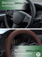Car Steering Wheel Cover, Non-Slip Silicone Material, Multiple Color Choices, Universal Auto Parts Steering Wheel Cover, Suitable for Most Cars (Coffee)