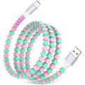 USB A to USB C Cable 3FT,Beaded Phone Charger Cord for iPhone 17 16 Pro Max 17e 15 Carplay,Cute TypeC Car Charger Charging Cord for iPad Pro 10 11/Samsung S26 S25 S24/Android Girl Women,PinkGreen Star