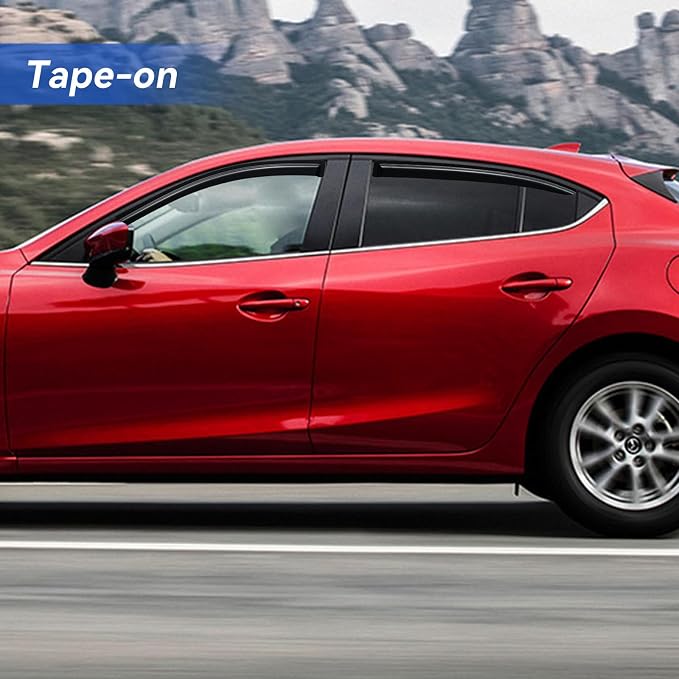 Window Visors Rain Guards for 2014-2018 Mazda 3 Sedan & Hatchback, Out-Channel Window Vent Wind Deflectors Visors Shades for 14-18 Mazda 3