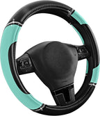 Leather Steering Wheel Cover - Made with PVC Leather - Anti-Slip, Universal Fit 14 1/2 inches to 15 inches - Mint