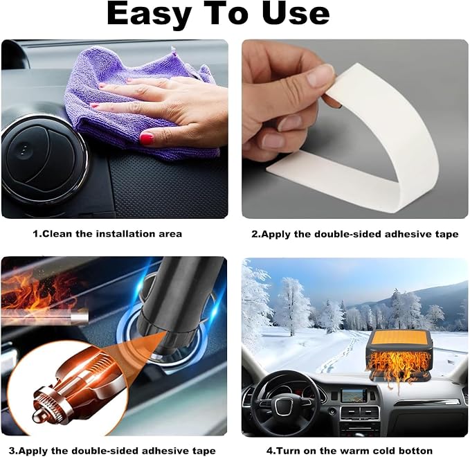 12V 200W Car Heater,2-in-1 Defroster & Defogger,Portable Car Heaters for Vehicle,Car Defroster Windshield Heater that Plugs into Cigarette Lighter with 360° Rotatable Base (Orange)