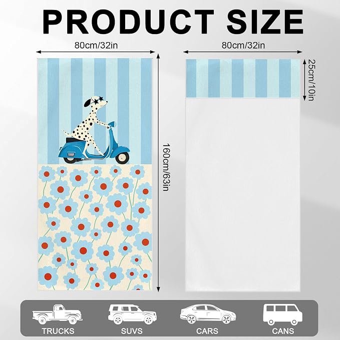 2 Pack Car Towels Seat Cover with Storage Bag, Multifunctional Microfiber Towel for Gym Outdoor Sport Running,Picnic, Beach, Pet Dog Travel,Fits Car SUV Truck (Scooter Dog)