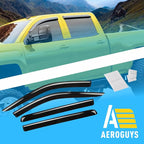 Extra Durable Window Deflectors Tape-On Window Visors Rain Guards Fit for Chevrolet (Chevy) Silverado 1500 2014-2018 Crew Cab, Sun Visors, Wind Vent for Shades, Exterior Car Accessories - 4pcs. AG0867