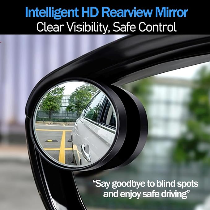 2-Pack car blind spot mirrors,universal car side view mirror rain cover & blind spot mirror,carbon fiber,easy install,stylish black design,enhances visibility safety automotive (2)
