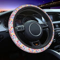 Millefleurs Different Flowers Pink Steering Wheel Cover Car Accessories Cute for Women Girls Girly Universal 15 Inch Neoprene Auto Interior Decor Anti Slip Car Truck Protector