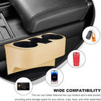 Car Seat Gap Filler Organizer, Multifunctional Auto Console Side Storage Box with Cup Holder, Universal PU Leather Cup Holder Front Seat Crevice Filler for Car Truck SUV (Beige)