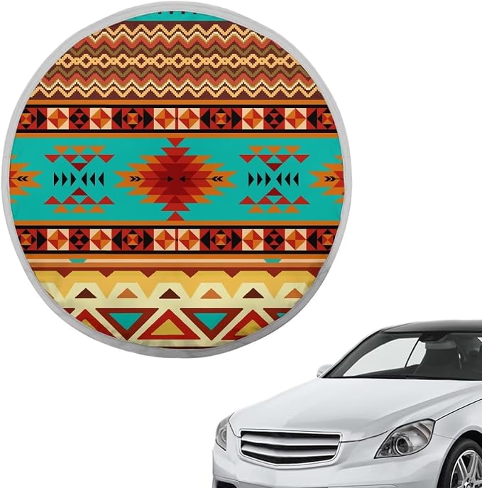 Aztec Steering Wheel Sun Shade Cover Anti-Heat Steering Wheel Sun Block Cover Heat Reflector Universal 17 inch Steering Wheel Sunshade for Most Cars SUV Sedan Van Trucks