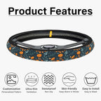 Orange Wildflowers Steering Wheel Cover, Cute Print Steering Wheel Cover Protector, Ultra Thin Breathable Non-Slip, Car Accessories for Women, for Steering Wheel with a Diameter of 14.5"-15"