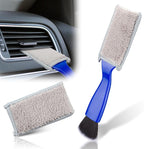 Double Head Brush for Car Clean, 2 in 1 Car Detailing Brush, Car Accessories Double Ended Portable Dust Brush with 2 Cleaning Cloth, Universal Dust Removal Brush for Air Conditioner Outlets