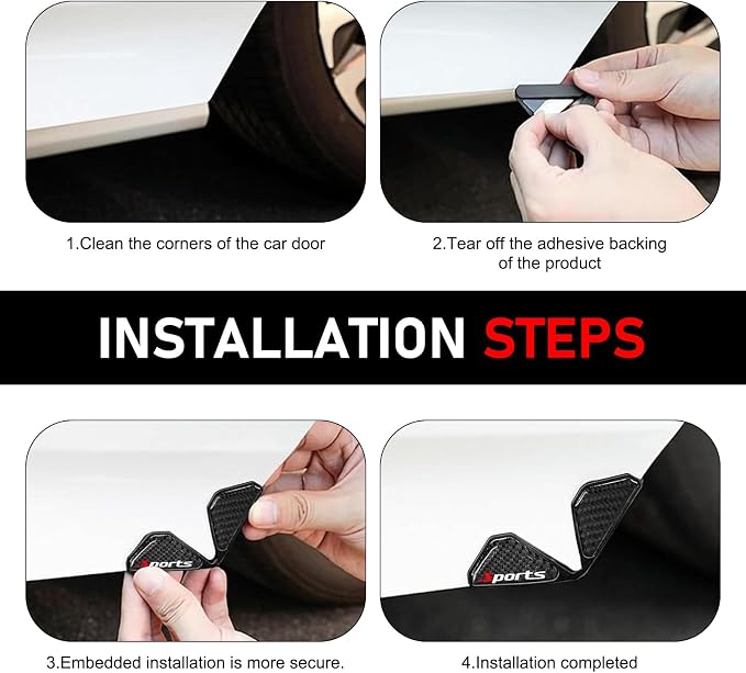 2 PCS Car Door Corner Protector Edge Guards, PVC Carbon Fiber Style Anti-scratch Guard, Waterproof Self-adhesive Protective Decoration, Universal for Most Vehicles (Black & 01)