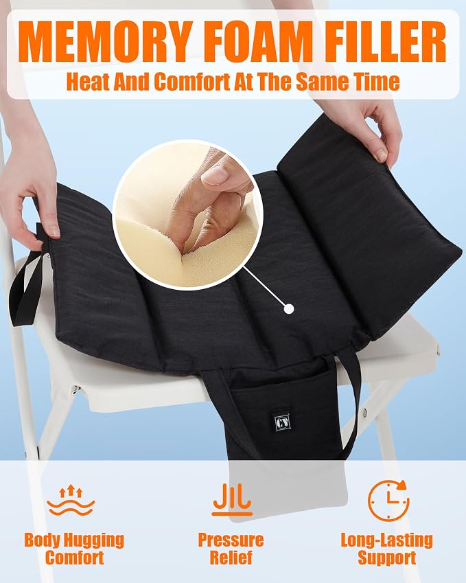 10000mAh Heated Seat Cushion Battery Operated - Foldable Portable USB Rechargeable Heating Seat Cushion for Office, Bleacher, Stadium