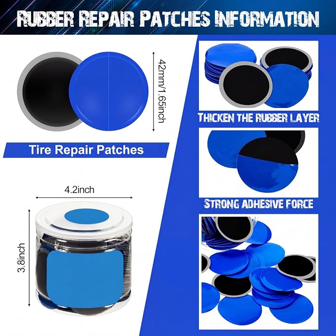 20 Pcs Heavy Duty Tire Patches Radial Patch Round Cold Tyre Puncture Tool Kit for Car Truck Motorcycle Automobile Bike Inner Tire (42 mm)