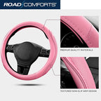 Car Steering Wheel Cover - Microfiber Leather Steering Wheel Wrap Sports 14.5-15 Inch Steering Wheel Cover Non-Slip for Men Women Pink & Pink Color