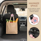 2PCS Car Seat Headrest Hook, Cute Flower Vehicle Backseat Purse Handbag Storage Hanger, Floral Auto Seat Back Holder Hook for Coat Umbrella Grocery, Universal for Vehicles (Pink)