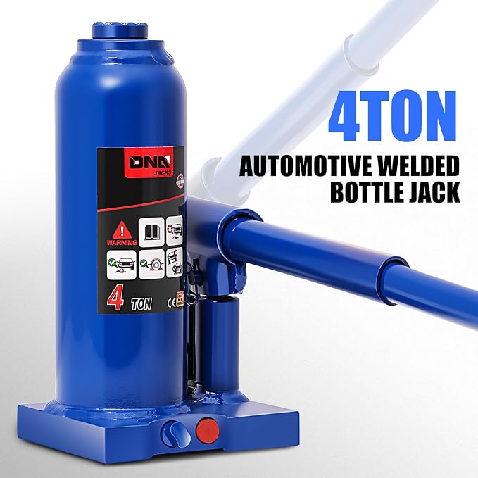 4 Ton / 8000 lbs Lifting Automotive Welded Hydraulic Bottle Jack for Car SUV Pickup, Auto Repair, with Manual Handle & Carrying Storage Case, Blue