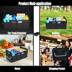 Trunk Organizer for SUV & Sedan, Car Organizers and Storage, Waterproof Collapsible & Adjustable Straps, 70L Sturdy Car Organization for Car Accessories, Tools, Sundries (Black B, Large-A)