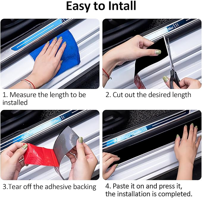 Car Door Sill Protector,2 in x 118 in Anti-Scratch Car Door Edge Guards,Automotive Anti-Collision Strip for Doors Edge,Front and Rear Bumper