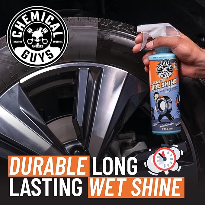 Tire Kicker Sprayable Extra Glossy Tire Shine (Works on Rubber, Vinyl & Plastic) Safe for Cars, Trucks, Motorcycles, RVs & More, Extra Large Size 32 fl oz