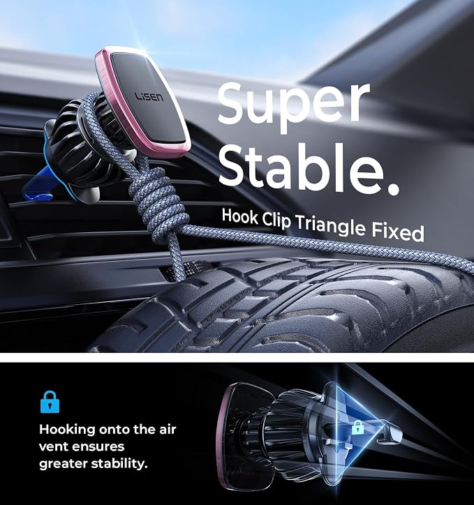 Magnetic Phone Holder for Car, [Easily Install] Car Phone Holder Mount [6 Strong Magnets] Cell Phone Holder for Car [Case Friendly] iPhone Car Holder Blue LV633