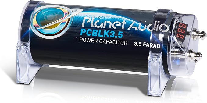 PCBLK3.5 Car Capacitor – 3.5 Farad, Energy Storage, Enhance Bass from Stereo, Warning Tones, LED Voltage Meter