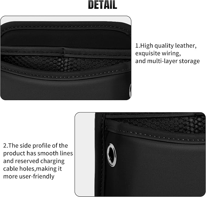 Car Seat Side Storage Pocket, Small Organizer,PU Leather Multifunctional Console Side Organizer Bag for Phone, keys, sunglass,wallet,ect (Black)