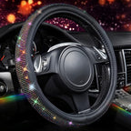 Bling Diamond Leather Steering Wheel Cover, with Bling Sparkly Crystal Glitter Rhinestones Universal Fit 13"1/2-14" Car Wheel Protector for Women Girl Fit Suvs,Vans,Sedans,Trucks, Multicolor