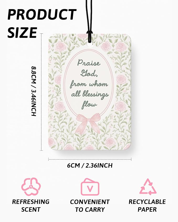 Inspirational Christian Car Air Freshener 4 Pcs Coconut Scented, Christian Car Accessories Mirror Decor for Women, Floral Bird Religious Hanging Air Freshener for Cars Closet Drawer Books
