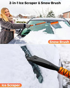 43" Ice Scrapers for Car Windshield Extendable | 3 Parts Detachable Telescopic Snow Brush for Car, Trucks, SUV | Long Snow Scraper with Brush | Car Winter Accessories (2 Pack)