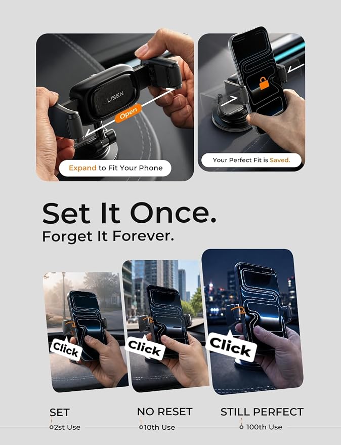 Suction Phone Mount for Car, [Ultra Suction & 95% Cases Friendly] Car Phone Holder Mount Vacuum Dashboard Phone Holder, Car Cell Phone Holder for iPhone 17 16 15 14 Pro Max Air Galaxy S26 S25