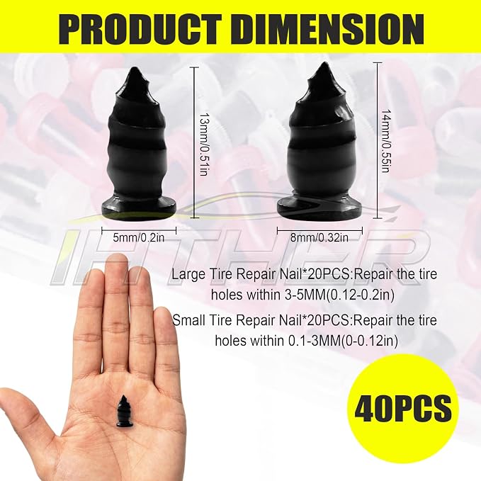 40 PCS Tire Plugs Screw Type with 2 Tubes of Tire Sealant Glue, Reliable Screw in Tire Repair Plugs with a Screwdriver, Quick Tool Tire Plugs, Screw Tire Plug Kit for Car Motorcycles Trucks Tractors