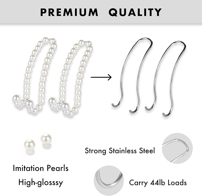 Purse Hook for Car, Cute Pearl Bag Hanger for Seat Headrest Organized, Girly Car Decor Accessories for Women