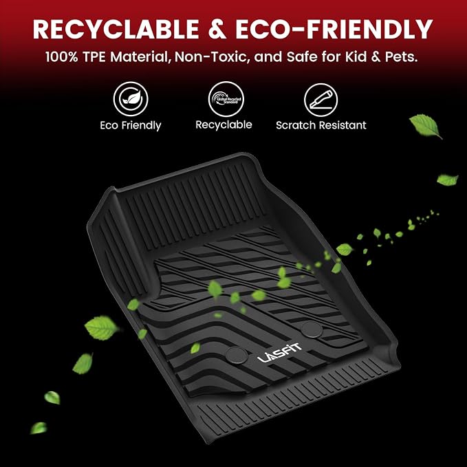 Floor Mats for Chevrolet Chevy Colorado/GMC Canyon 2015-2022 (Only Crew Cab), All Weather TPE Custom Fit Automotive Floor Mats for Cars, 1st and 2nd Row Car Floor Mats Full Set, 3 PCS, Black