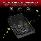 Floor Mats for Chevrolet Chevy Colorado/GMC Canyon 2015-2022 (Only Crew Cab), All Weather TPE Custom Fit Automotive Floor Mats for Cars, 1st and 2nd Row Car Floor Mats Full Set, 3 PCS, Black