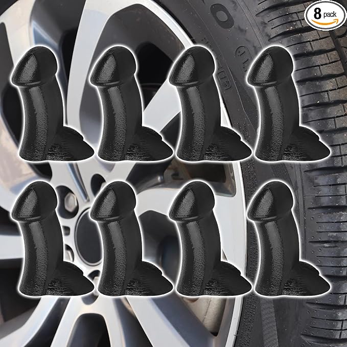 Penis Valve Stem Covers,Pencil Tire Valve Stem Caps,Funny Valve Stem Covers,Suitable for Cars,Trucks,Bike,Motor,Pranks for Adults Gifts for Friends&Coworkers(8PCSBlack)