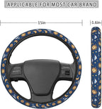 Sun and Moons Clouds Stars Eyes Steering Wheel Covers Anti-Slip Elasticity Car Accessories Steering Wheel Protector Universal 15 Inch for Cars SUV Vehicle Truck