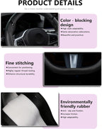 D-Shaped Flat Bottom Steering Wheel Cover, Men Women Girl Stylish Car Accessory Non-Slip Car Interior Accessories (Black)