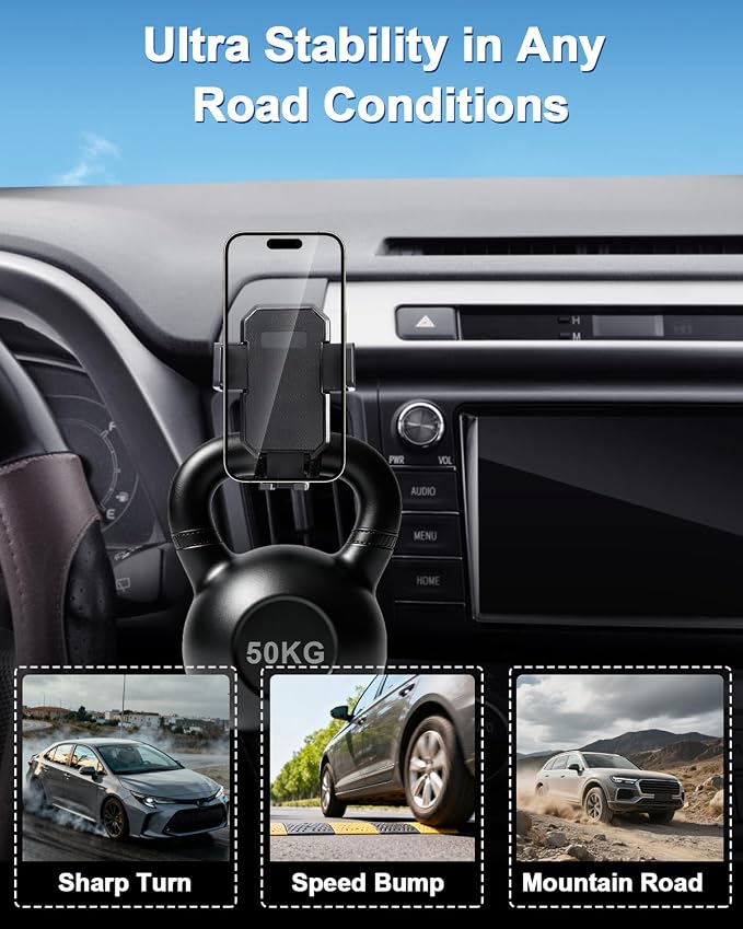 PZK Magnetic Car Phone Holder for Toyota RAV4 2013-2018 Accessories Vent | Auto Lock Car Phone Mount Hands Free 360° Rotation Adjustable Phone Stand Fit for All 4.0-7.0'' Smartphone Phone Cradles
