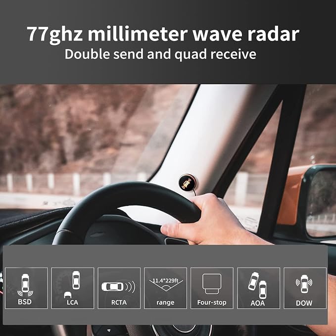 Blind Spot Monitoring System, 77 GHz Millimeter Wave Radar 12V Universal Car Blind Spot Detection System, Sensitive Radar Sensors Blind Area Detection System