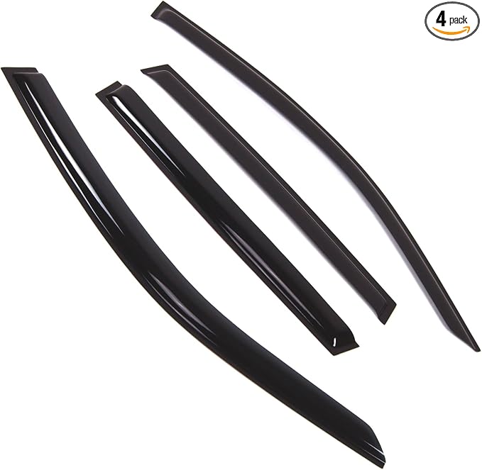 Outside Mount Window Vent Visors Rain Guards Compatible with Subaru Forester 2017-2018 | Side Window Wind Deflectors Rain Shields | Black Tinted, 4 Pcs Set, BGWV-846B