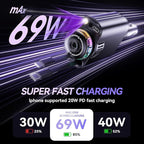 Smart Retractable Car Charger 69W USB C Fast Charge Air Freshener Starlight | 5 in 1 Fast Car Phone Chargers Adapter with Aromatherapy, Compatible with iPhone 17 16 15 14 13 and Android