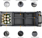 Collapsible Trunk Organizer with Insulated Leakproof Cooler Bag,Removable Lid,Adjustable Securing Straps,3 Compartments Trunk Organizer for SUV,Truck,Sedan(Light Grey)