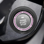 Bling Car Engine Start Ring Decals, 2PCS Crystal Rhinestone Vehicle Push Start Button Cover Sticker, Key Ignition Knob Ring, Sparkling Automotive Interior Accessories (Set Purple Red)