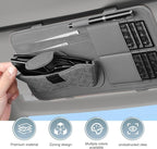 Car Sun Visor Organizer, Leather Multi-Pocket Auto Visor Storage Pouch for Sunglasses Cards License, Waterproof Car Interior Space-Saving Accessories, Universal for Most Cars (Gray)