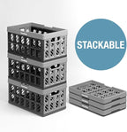 Eco Collapsible Shopping Basket with Handles, 24L Stone, 3 Pack