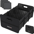 Car Trunk Organizer, Collapsible Two Compartment Organizer, Foldable SUV & Truck Storage for Car Accessories for Women Men, Non Slip Bottom, Sturdy Side Walls, Strong Handles, 75L