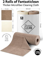 Microfiber Cleaning Cloth Roll -60 Pack, Tear Away Microfiber Towels, 12" x 12", Reusable, Washable, Scratch Free, Ultra Absorbent Dishcloth for All-Around Cleaning (Beige & Tan)