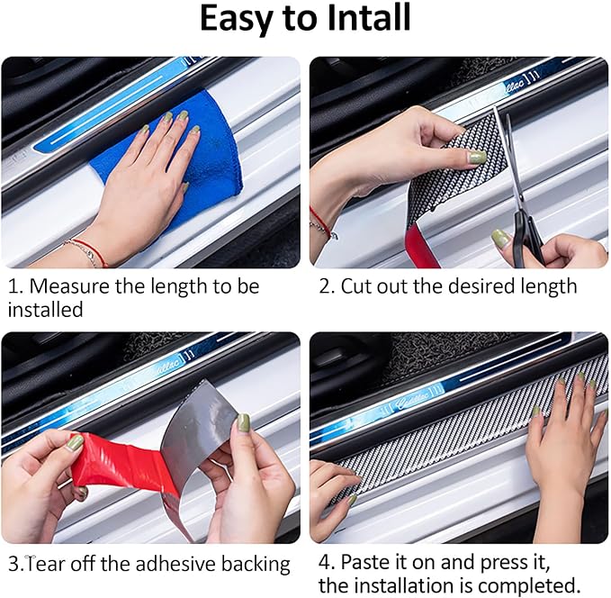 Car Door Sill Protector,2 in x 118 in Anti-Scratch Car Door Edge Guards,Automotive Anti-Collision Strip for Doors Edge,Front and Rear Bumper