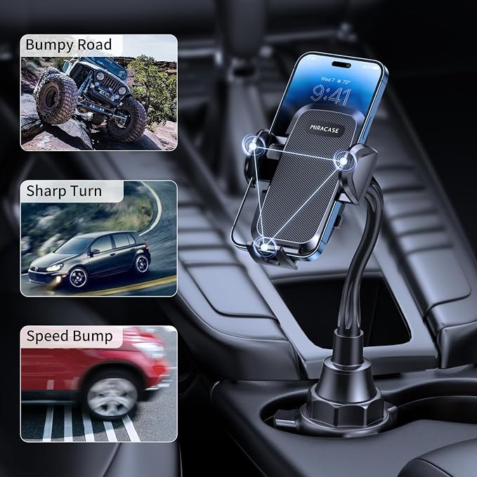 Cup Holder Phone Mount - Universal Gooseneck Adjustable Car Cell Phone Mount for iPhone, Samsung, Google and All 4.0-7.2 inches Smartphones