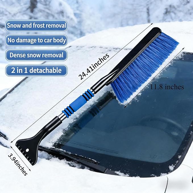 Car Snow Brush and Ice Scrapers with Foam Grip Snow Scraper Non Extendable Snow Removal Tool for Cars Trucks Windshield Window